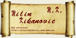 Milin Kikanović vizit kartica